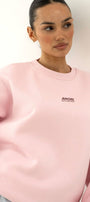 Kadın Oversize Sweatshirt AMORE Pembe – Bisiklet Yaka, 3 İplik Şardounlu Polar