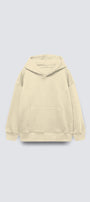 Bej Basic Çocuk Kapüşonlu Kanguru Cep Detaylı İçi Polar Oversize Sweatshirt