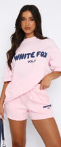 White Fox Kadın Açık Pembe Vol 3 Yazılı Offstage Şort Tişört Alt Üst Takım