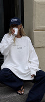 Kadın Oversize Sweatshirt Elbise Perfect Man Baskılı Beyaz – Bisiklet Yaka, 3 İplik Şardonlu Polar