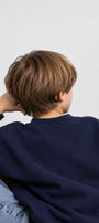 Erkek Çocuk Oversize Sweatshirt Basic Lacivert – Bisiklet yaka, 3 iplik şardonlu polar