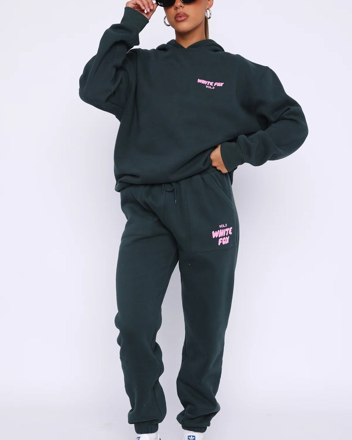White Fox Kadın Vol 3 Baskılı %100 Pamuk Pine Kapüşonlu Oversize Hoodie