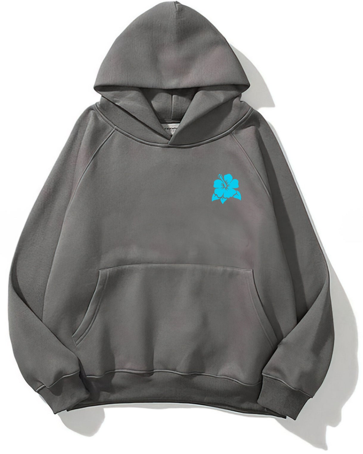 Kapüşonlu İçi Polar Hawaii Baskılı Füme Unisex Oversize Hoodie Sweatshirt