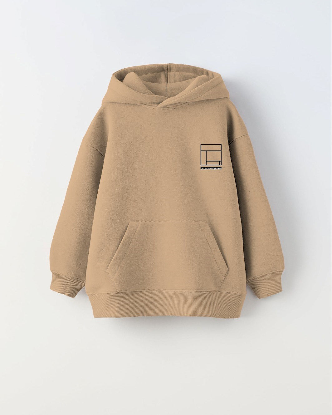 Kapüşonlu İçi Polar Updated Simplicity Baskılı Bej Unisex Çocuk Hoodie Sweatshirt