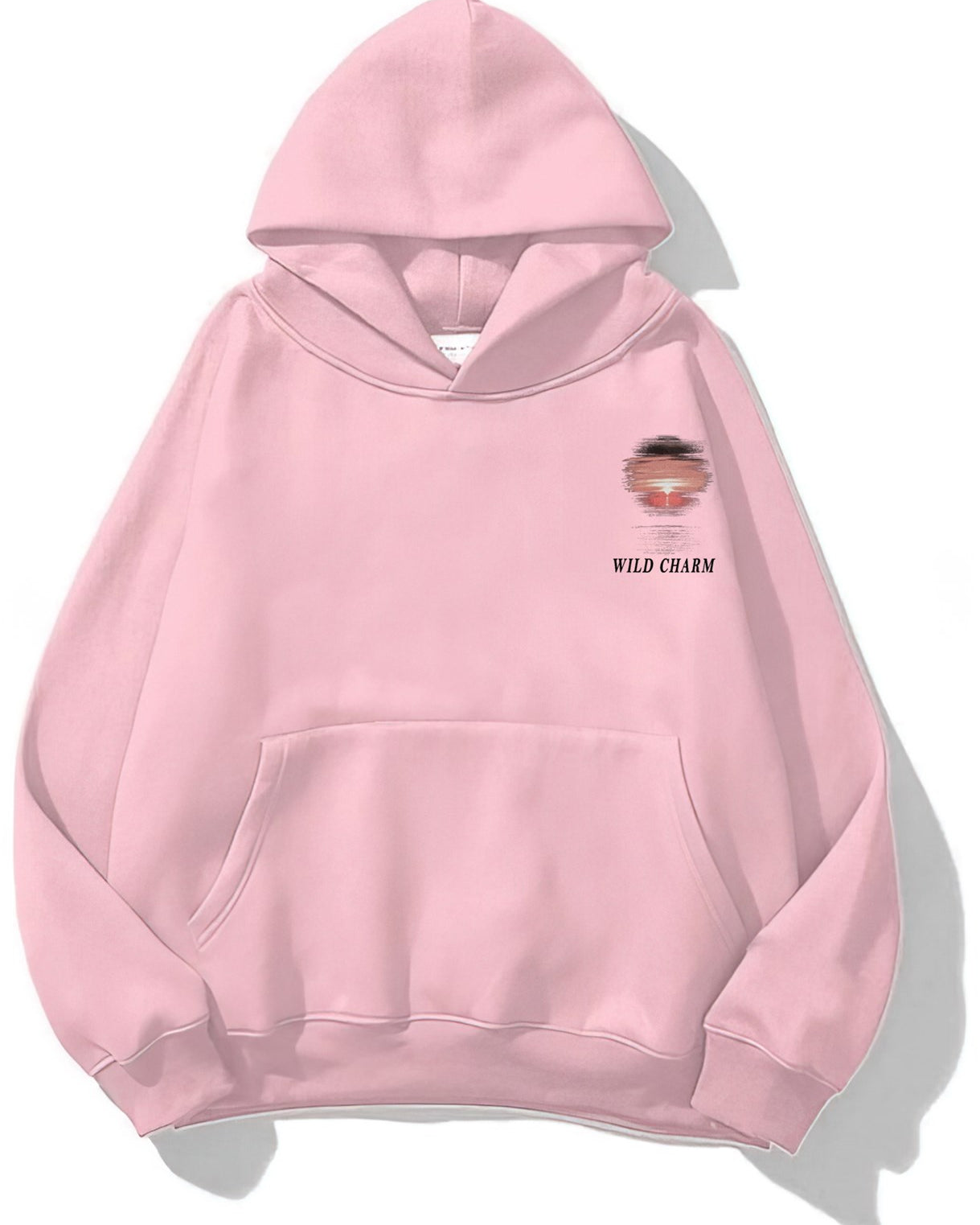 Kapüşonlu İçi Polar Wıld Charm Baskılı Pembe Unisex Hoodie Sweatshirt