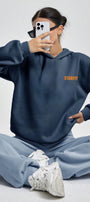 Marine Oversize Hoodie Marine – 3 İplik Şardonlu, Kapüşonlu Kanguru Cepli, Sırt Tam Portakal Baskı