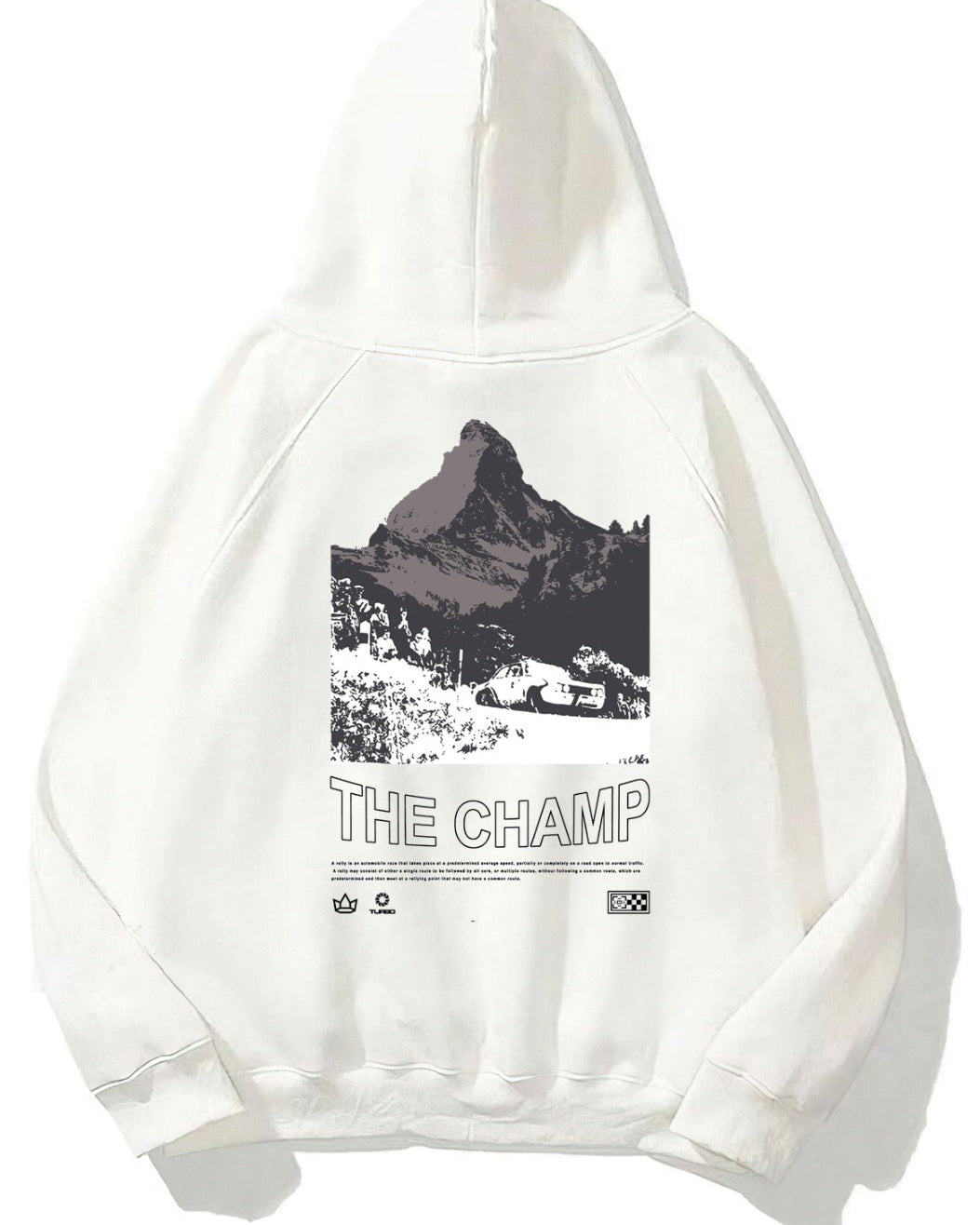Kapüşonlu İçi Polar The Champ Dağ Baskılı Beyaz Unisex Hoodie Sweatshirt