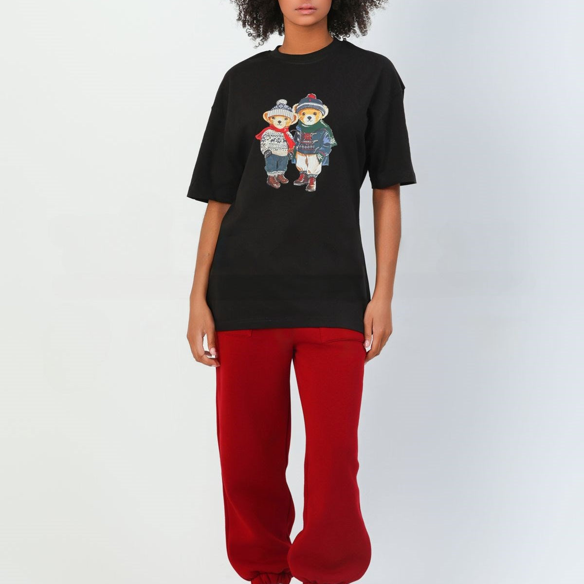 %100 Pamuk Sevgili Konseptli Teddy Baskılı T-shirt