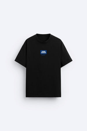 Classıc Aesthetic Yazı Baskılı Oversize Siyah Erkek T-shirt