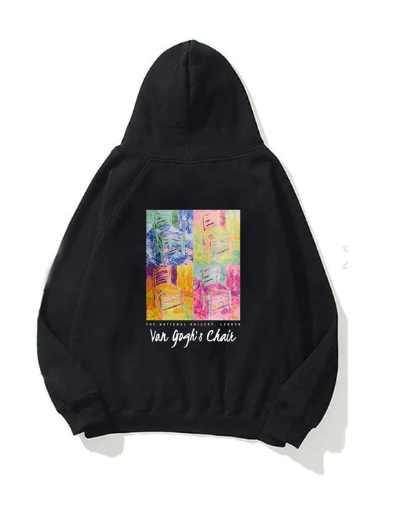 Kapüşonlu İçi Polar Van Gogh's Chair Baskılı Siyah Unisex Hoodie Sweatshirt