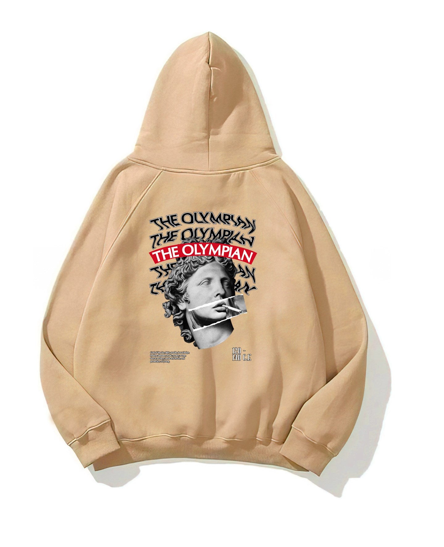 Kapüşonlu İçi Polar The Olympian Baskılı Bej Unisex Hoodie Sweatshirt