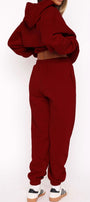 Oversize Unisex Eşofman Takımı Bordo – Basic, 3 İplik Şardonlu Polar; Kapüşonlu Üst, Lastikli Alt