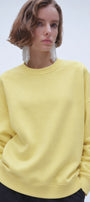Kadın Oversize Sweatshirt Paradise Varsity Kabartma Baskılı Sarı – Bisiklet Yaka, 3 İplik Şardonlu Polar