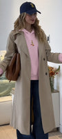Kadın Oversize Hoodie City Walk Baskılı Pembe – Kapüşonlu, Kanguru Cepli, 3 İplik Polar