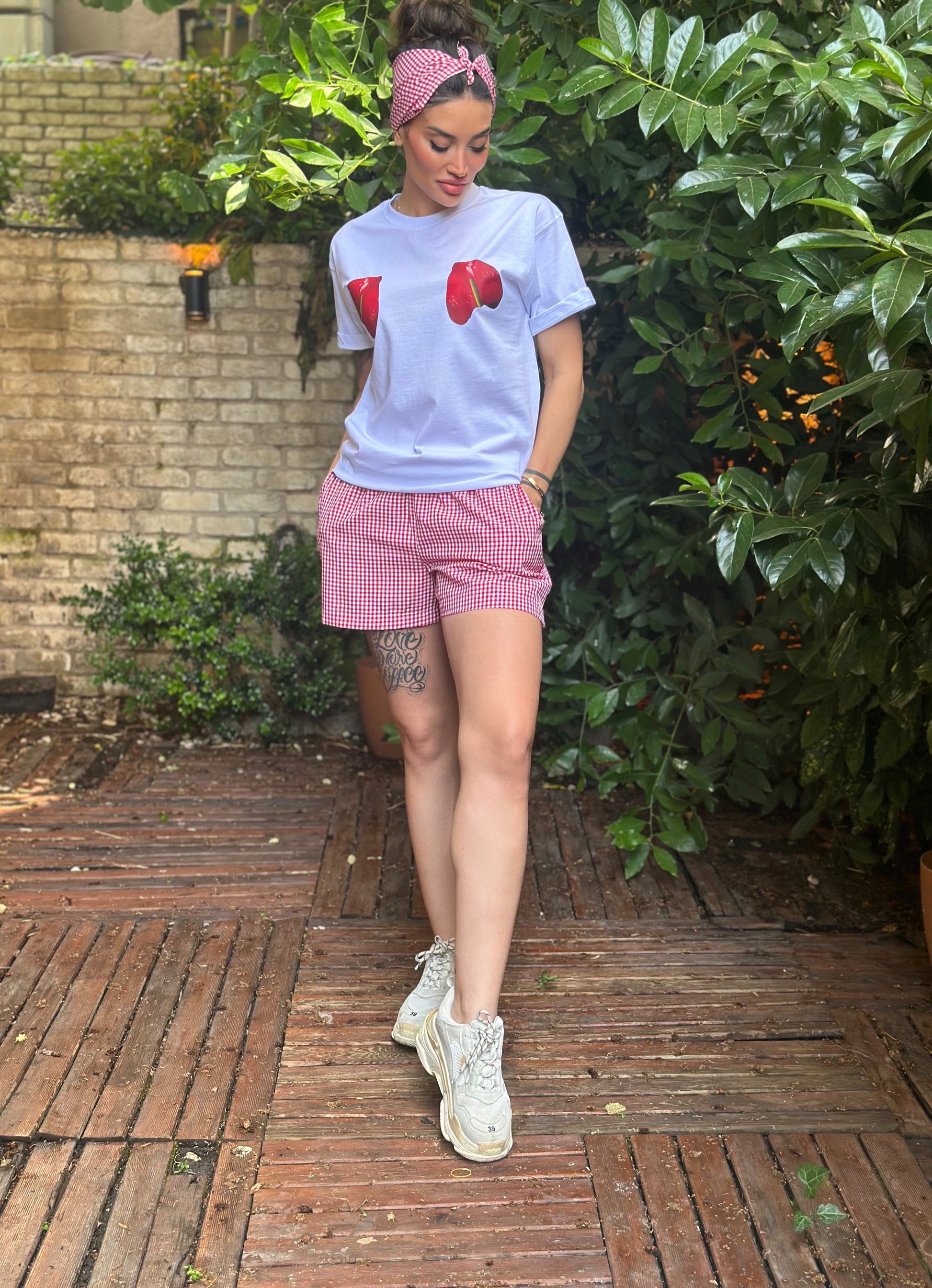 Dîde Keçik Cansu Kombini Şort Tişört Bandana