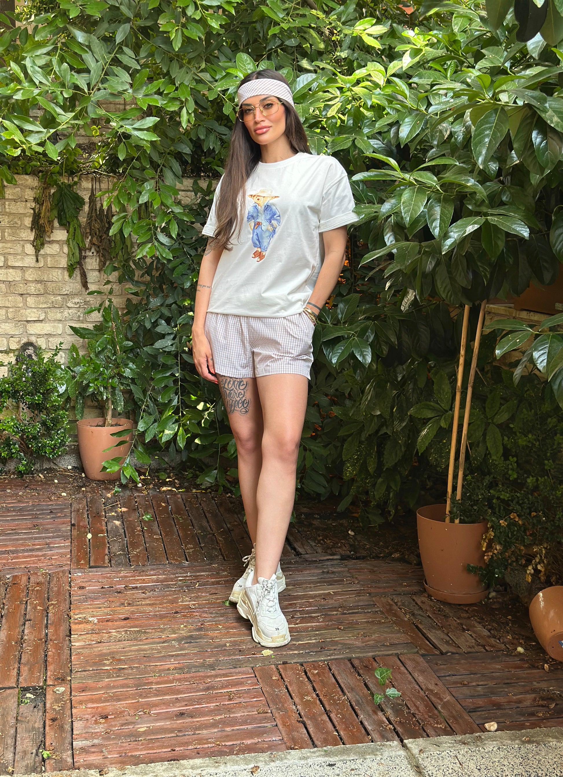 Dîde Keçik Cansu Kombini Şort Tişört Bandana