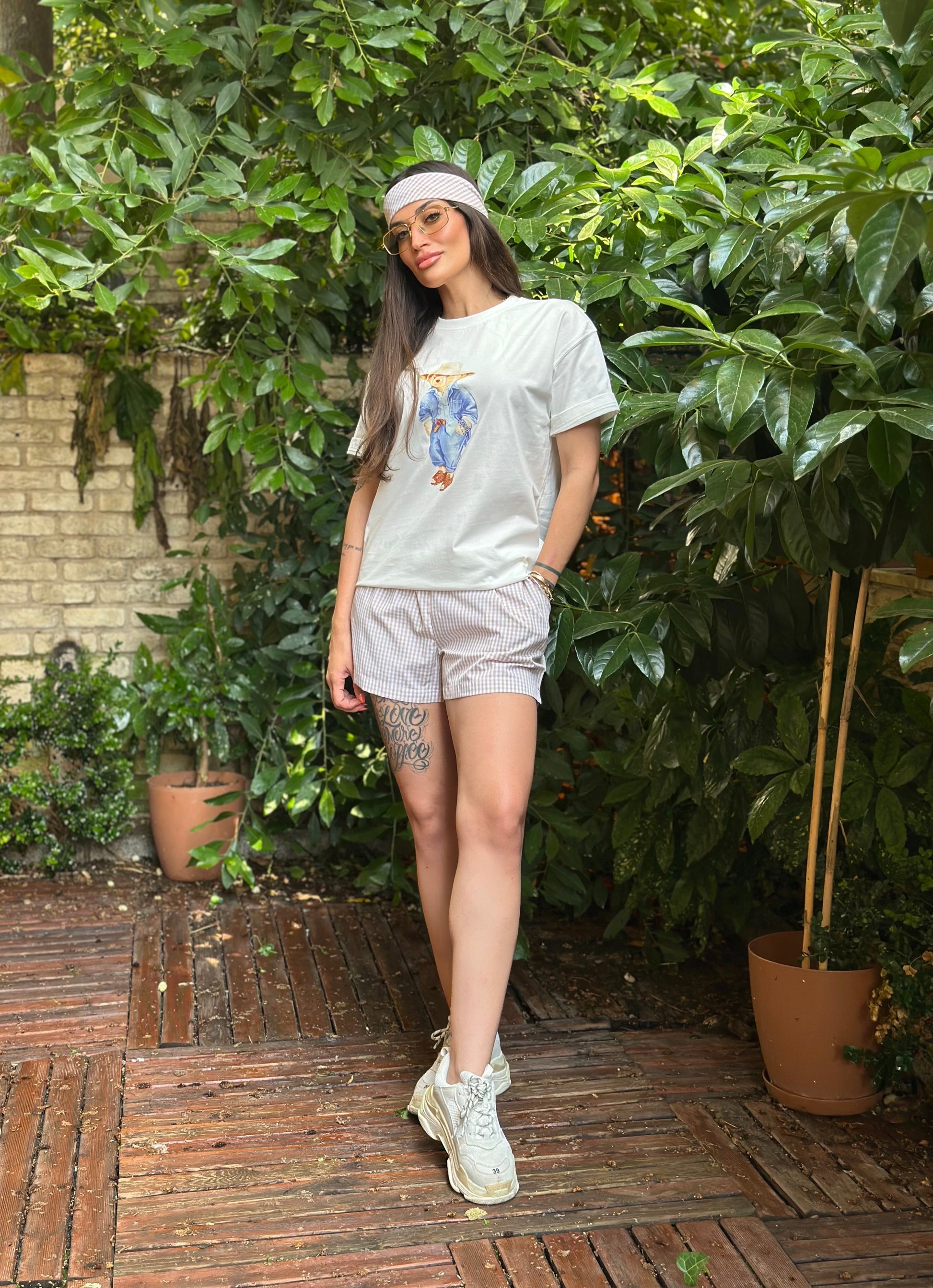 Dîde Keçik Cansu Kombini Şort Tişört Bandana