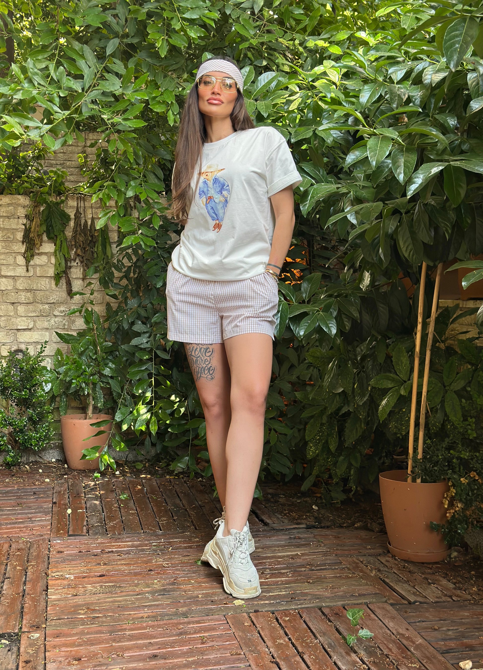 Dîde Keçik Cansu Kombini Şort Tişört Bandana