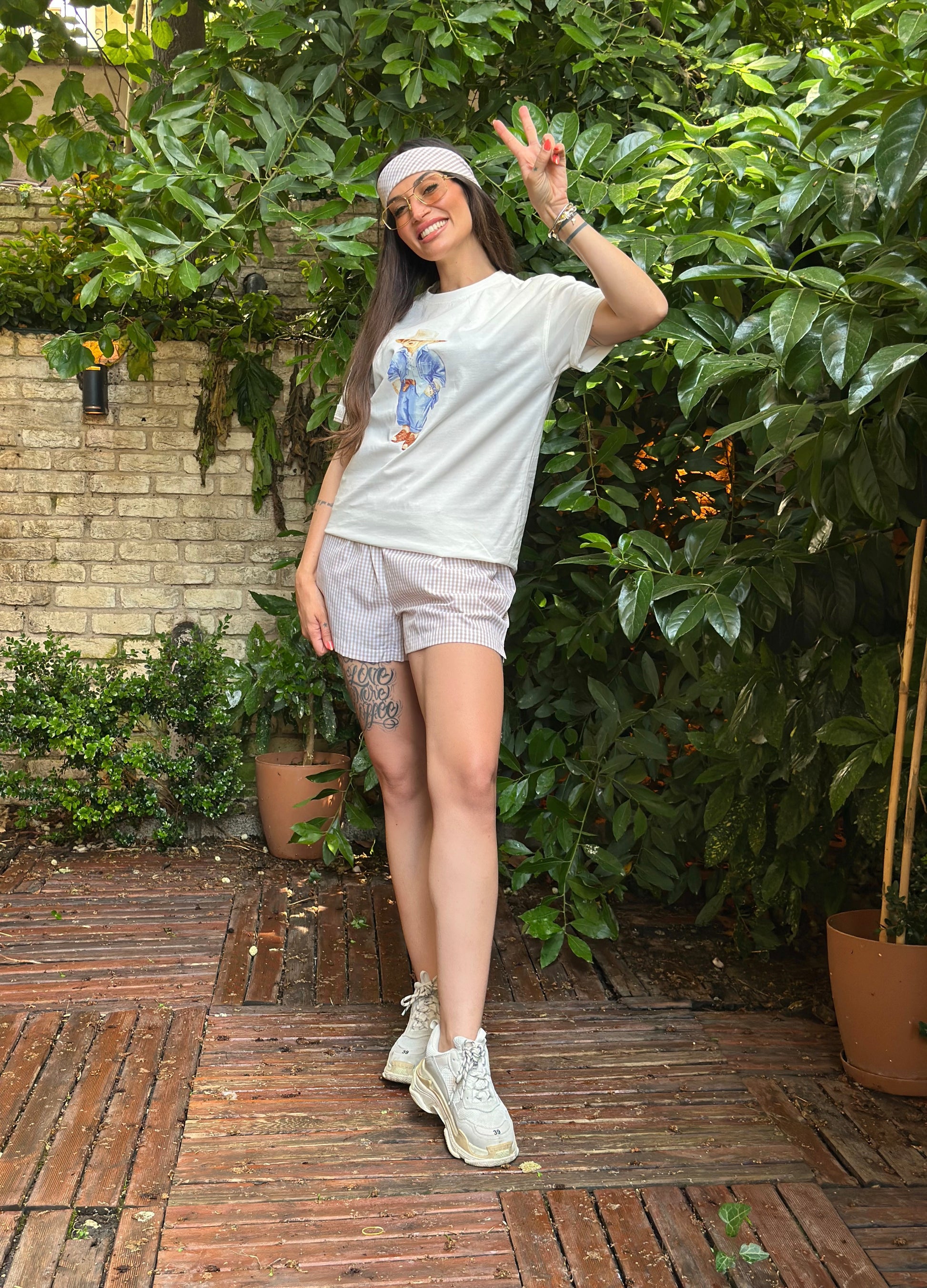 Dîde Keçik Cansu Kombini Şort Tişört Bandana