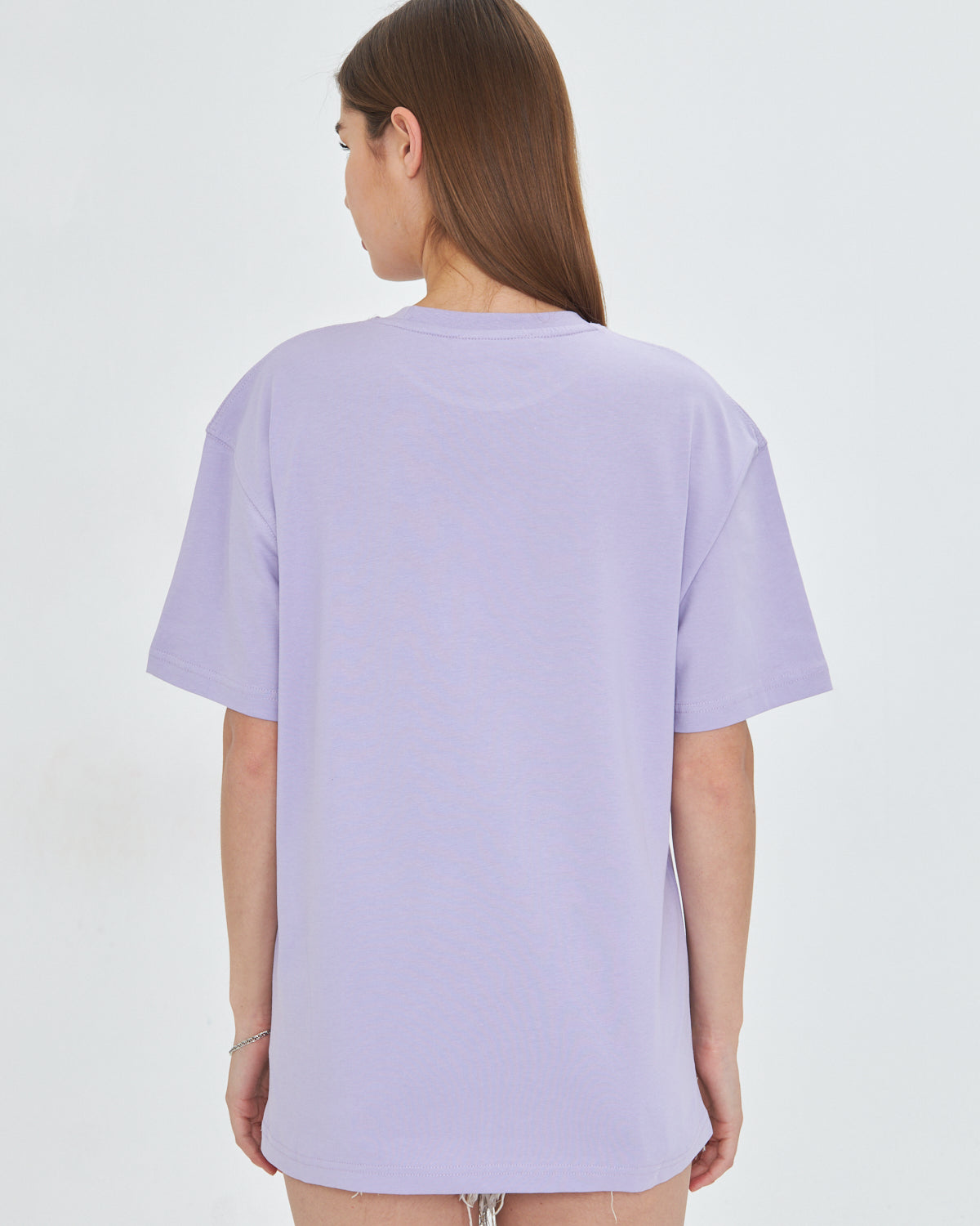 Kadın Limon Baskılı Lila Oversize Yazlık Tişört Squeeze The Day