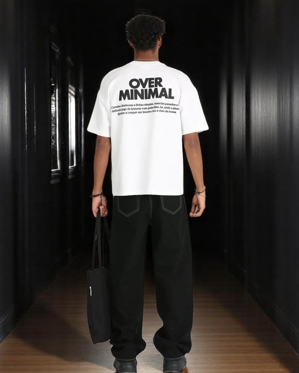 Oversize Over Minimal Baskılı Erkek Rahat Kalıp 2 İplik Tişört