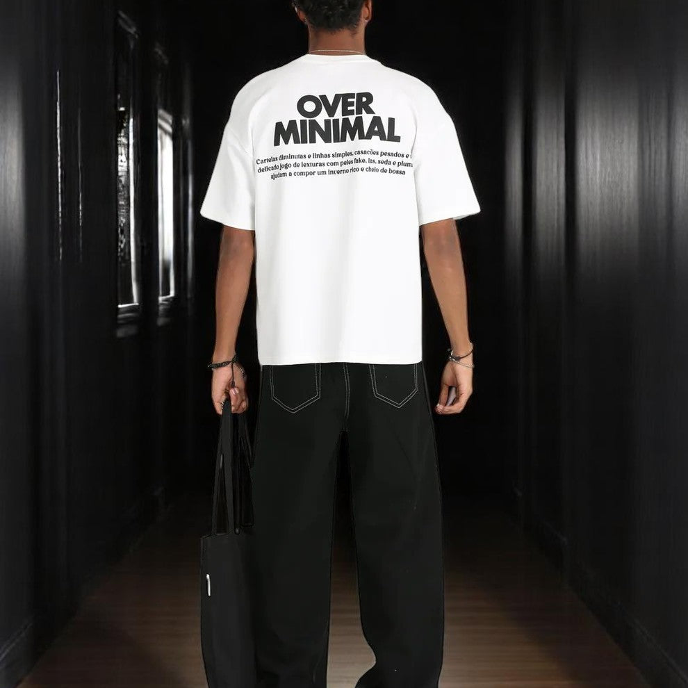 Oversize Over Minimal Baskılı Erkek Rahat Kalıp 2 İplik Tişört