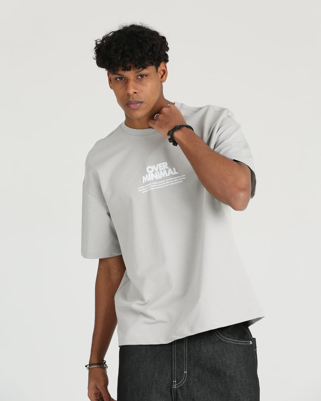 Oversize Over Minimal Baskılı Erkek Rahat Kalıp 2 İplik Tişört