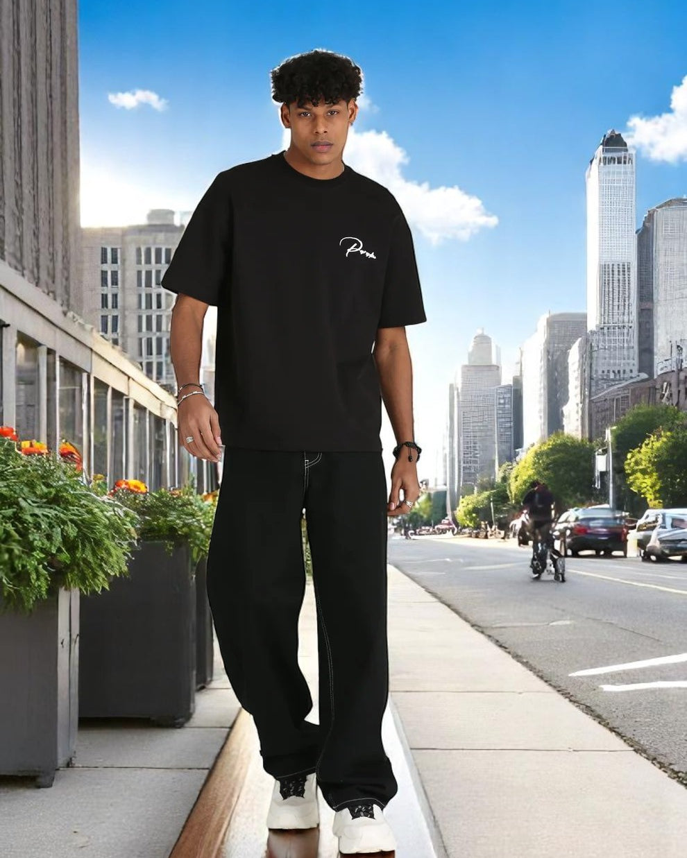 Oversize Over Minimal Baskılı Erkek Rahat Kalıp 2 İplik Tişört