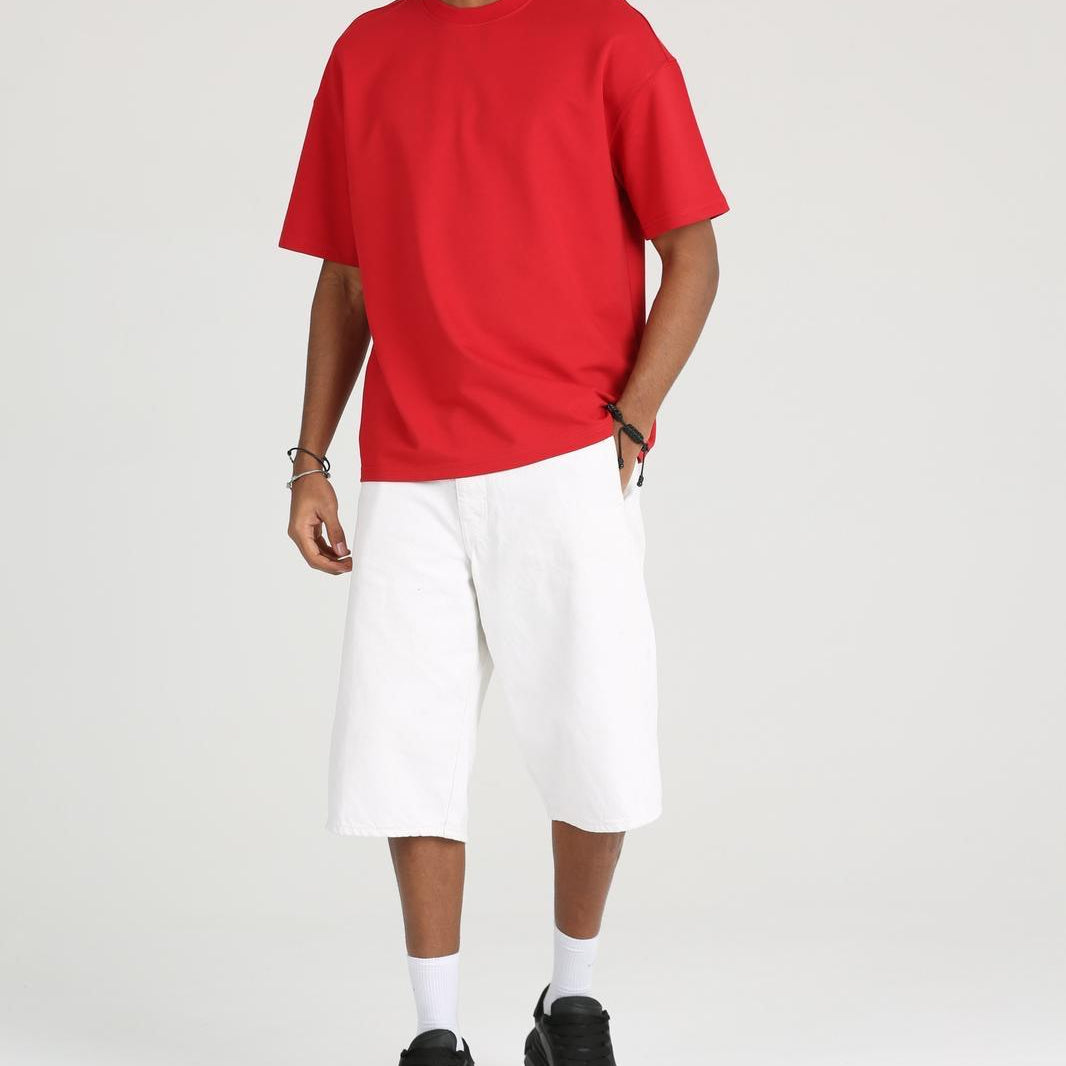 Erkek Basic ve Rahat Kesim Erkek Oversize  2 İplik Tişört