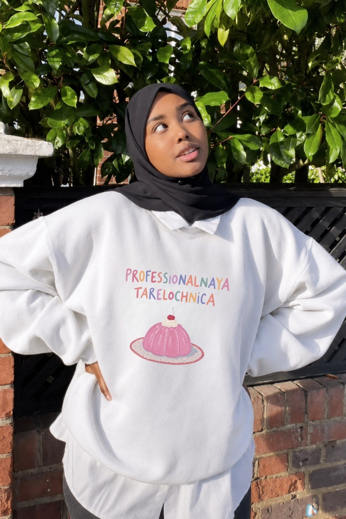 Kadın Oversize Sweatshirt Elbise Sweet Mood Baskılı Beyaz – Bisiklet Yaka, 3 İplik Şardonlu Polar