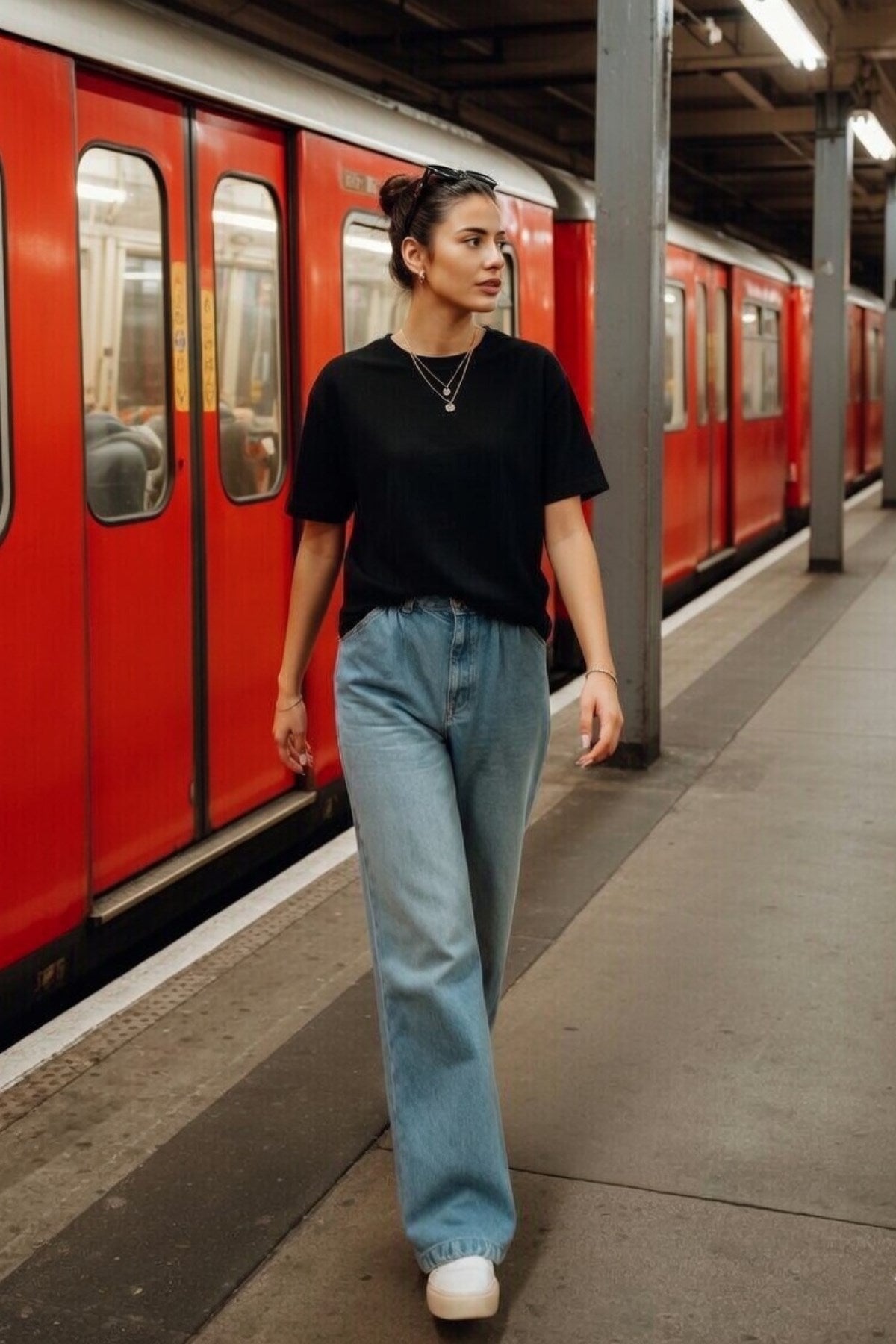 Kadın Oversize Basic Tişört Siyah – Bisiklet Yaka, Rahat Kalıp, Yazılık, %100 Pamuk