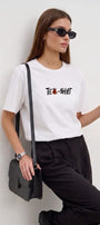 Kadın Oversize Tişört Tea-Shirt Baskılı Beyaz – Bisiklet Yaka, Rahat Kalıp, %100 Pamuk