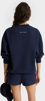 Kadın Lacivert The Champ Armalı İkili Takım Sweatshirt ve Cepli Şort Casual Spor Kombin