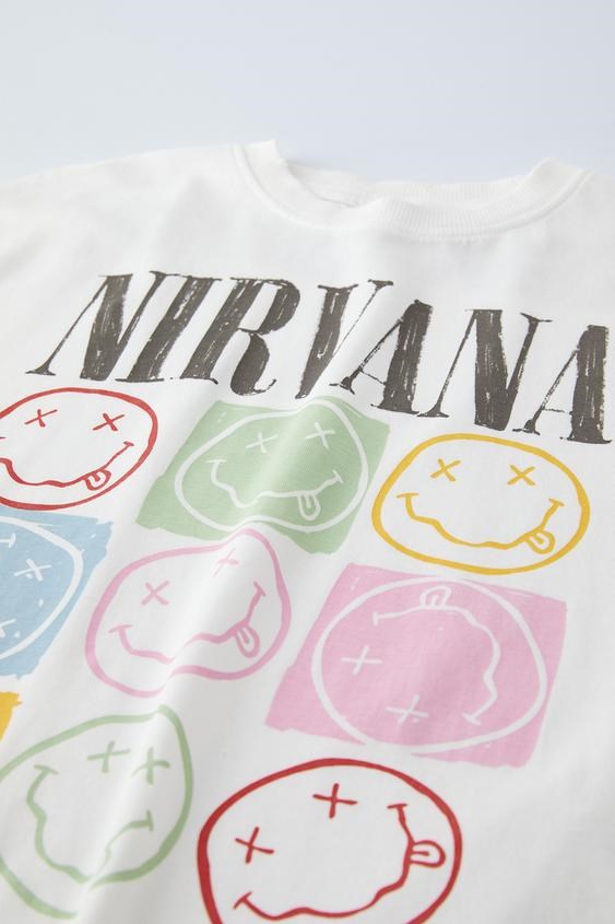 The Champ Nevermın Nırvana Yazılı Smile Tasarım Baskılı Beyaz Çocuk T-Shirt