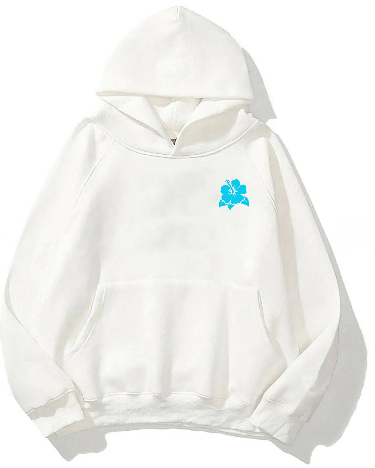 Kapüşonlu İçi Polar Hawaii Baskılı Beyaz Unisex Oversize Hoodie Sweatshirt
