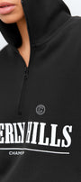 Kadın Siyah Beverly Hills Yazılı Fermuarlı Yarım Balıkçı Yaka Sweatshirt – Rahat Oversize