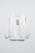 Beyaz Bisiklet Yaka Collective Yazılı Arka Fly Kn It Yazılı Oversize Çocuk Sweatshirt