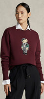 Kadın Oversize Sweatshirt Parisian Bear Baskılı Bordo – Bisiklet Yaka, 3 İplik Şardonlu 