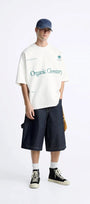 Bisiklet Yaka Organik Chernistry Baskılı Oversize Erkek T-shirt