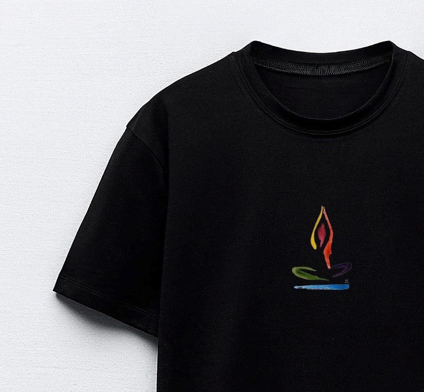 Brush Yoga Art Tasarım Baskılı Siyah Kadın T-shirt