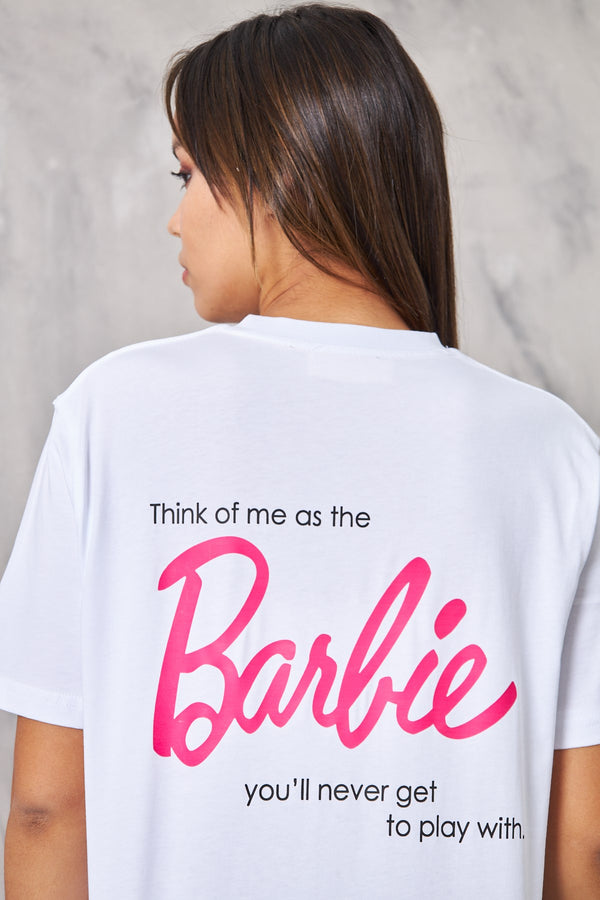 Barbie Tasarım Baskılı Beyaz Kadın T-Shirt