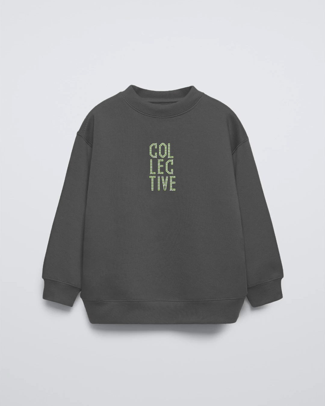 Füme Bisiklet Yaka Collective Yazılı Arka Fly Kn It Yazılı Oversize Çocuk Sweatshirt
