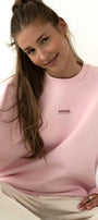 Kadın Oversize Sweatshirt AMORE Pembe – Bisiklet Yaka, 3 İplik Şardounlu Polar