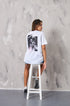 Perfect Life Yazılı Heykel Tasarım Baskılı Beyaz Kadın T-Shirt 