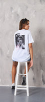 Perfect Life Yazılı Heykel Tasarım Baskılı Beyaz Kadın T-Shirt 