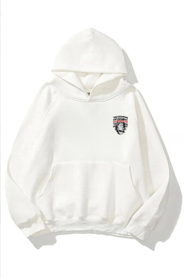 Kapüşonlu İçi Polar The Olympian Baskılı Beyaz Unisex Hoodie Sweatshirt