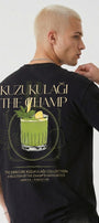 Unisex Oversize Tişört Kuzukulağı The Champ Baskılı Siyah – Bisiklet Yaka, Rahat Kalıp, %100 Pamuk