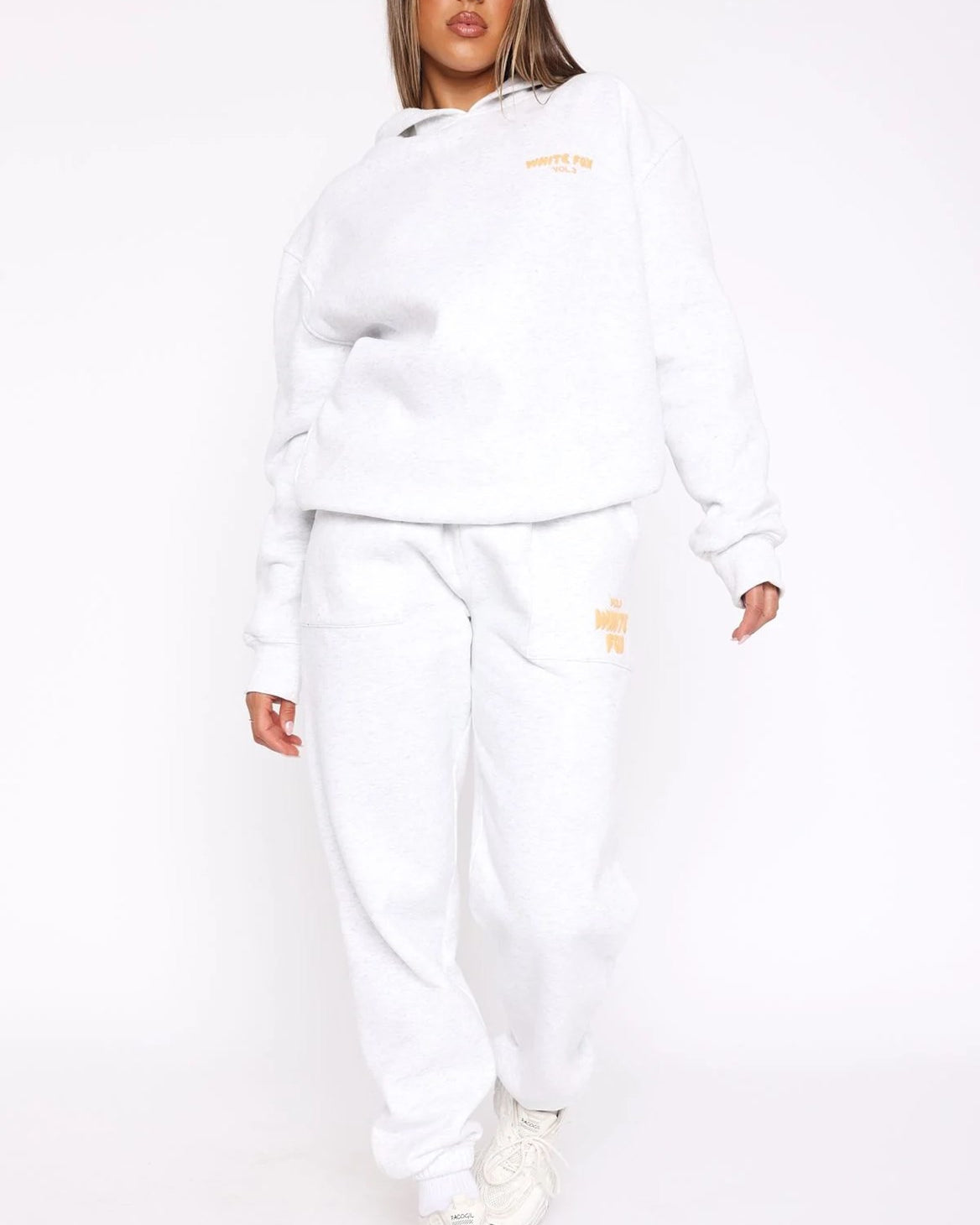 White Fox Kadın Vol 3 Baskılı %100 Pamuk Peach Fizz Kapüşonlu Oversize Hoodie