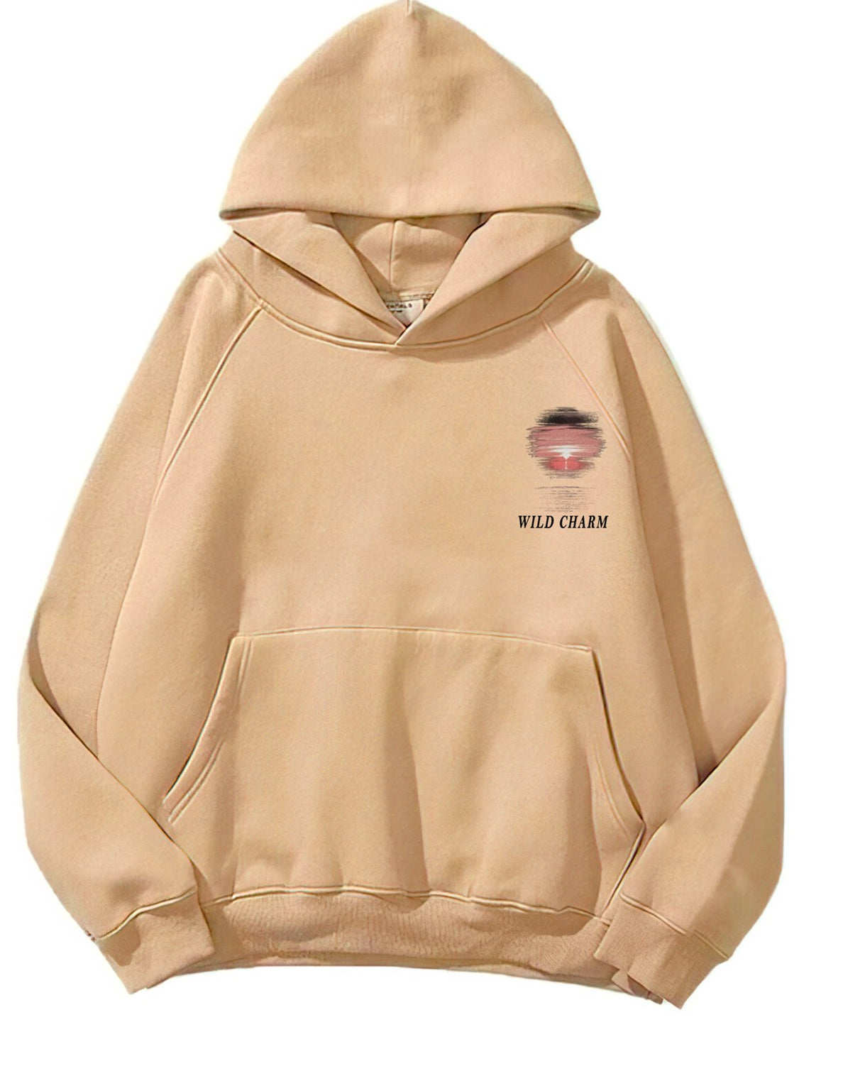Kapüşonlu İçi Polar Wıld Charm Baskılı Bej Unisex Hoodie Sweatshirt