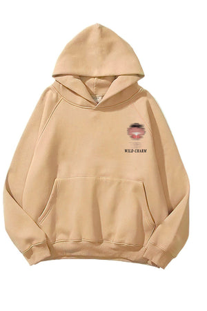 Kapüşonlu İçi Polar Wıld Charm Baskılı Bej Unisex Hoodie Sweatshirt